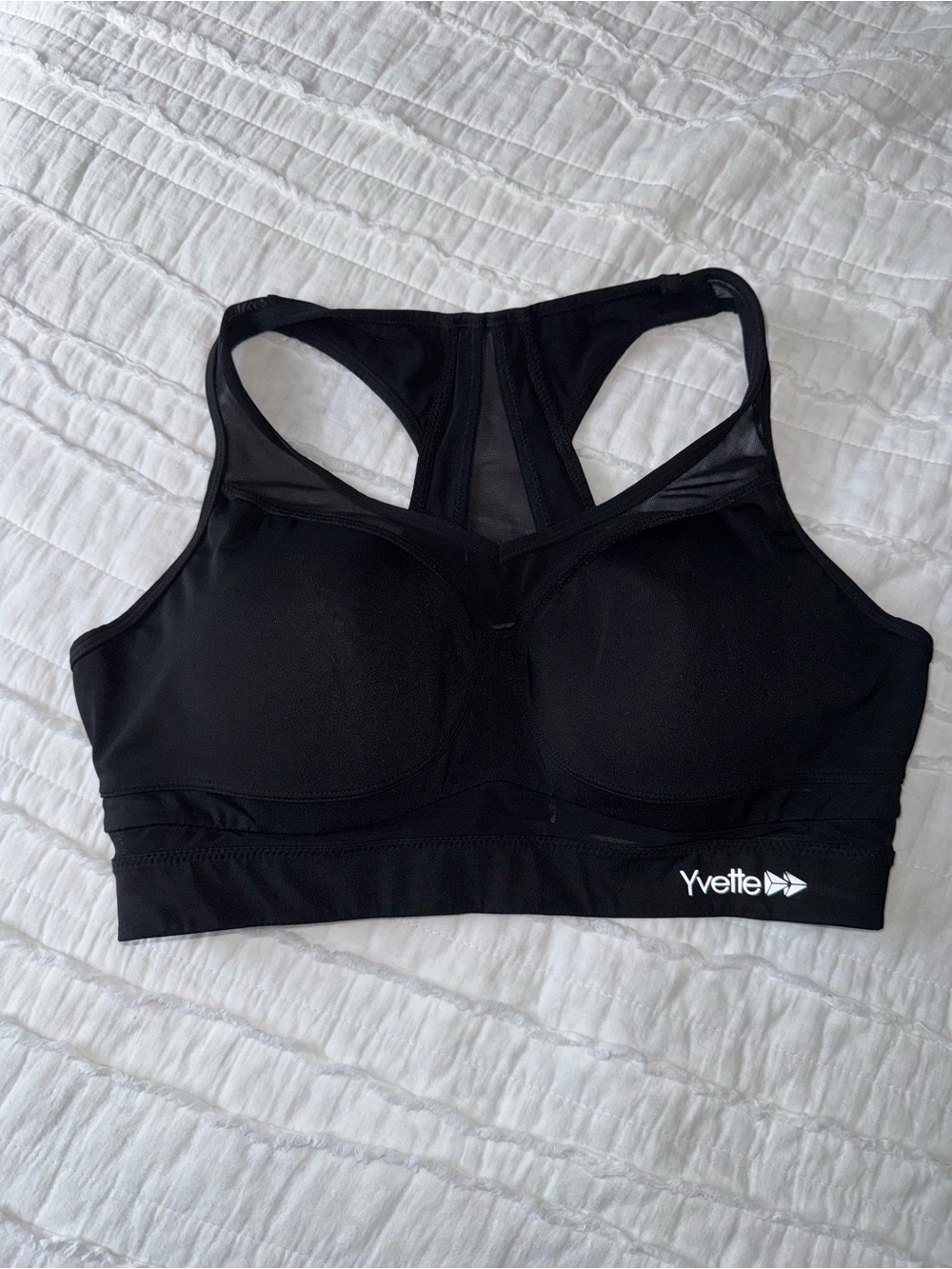 Yvette Women's Black High-Impact Racerback Sports Bra